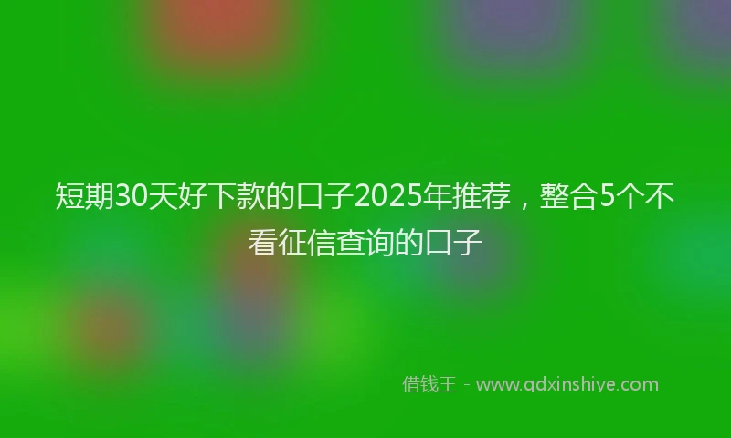 短期30天好下款的口子2025年推荐，整合5个不看征信查询的口子