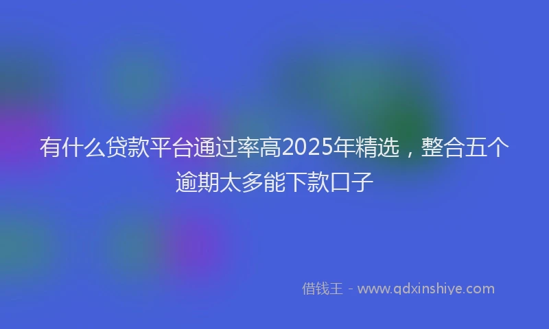 有什么贷款平台通过率高2025年精选，整合五个逾期太多能下款口子