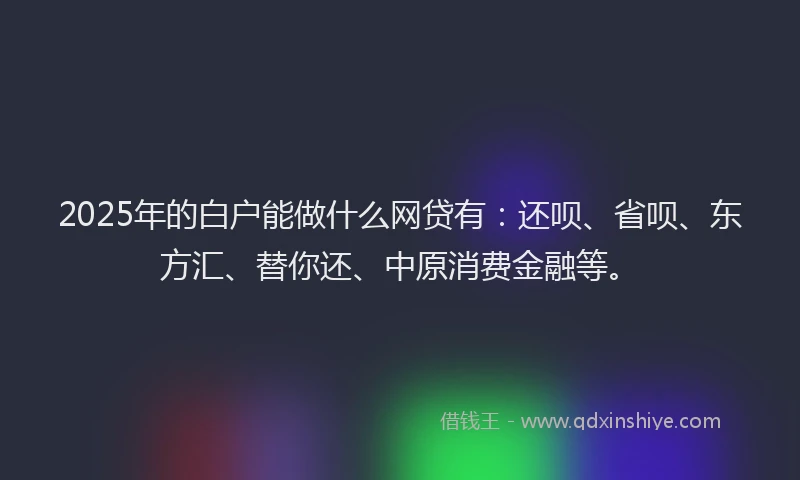 2025年的白户能做什么网贷有：还呗、省呗、东方汇、替你还、中原消费金融等。