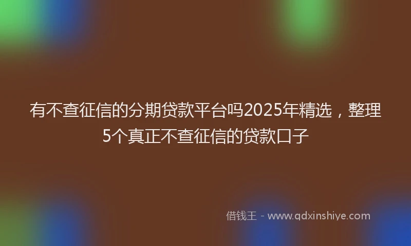 有不查征信的分期贷款平台吗2025年精选，整理5个真正不查征信的贷款口子