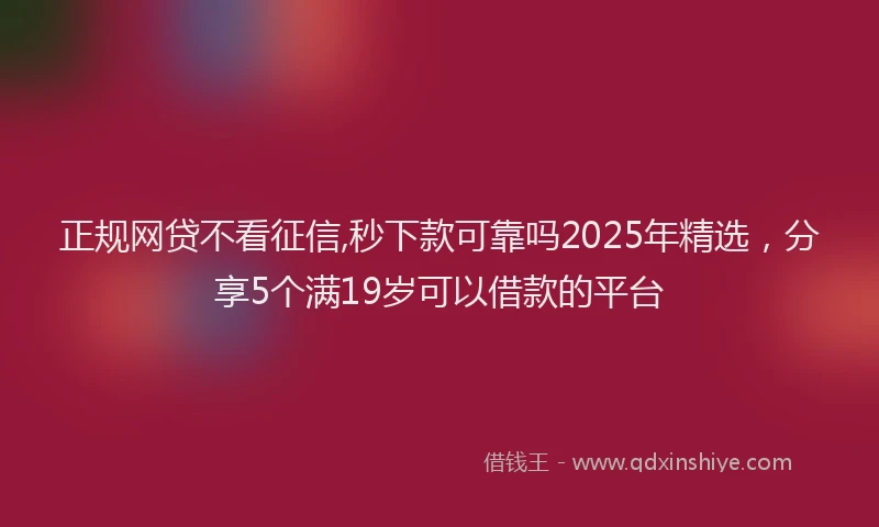正规网贷不看征信,秒下款可靠吗2025年精选，分享5个满19岁可以借款的平台
