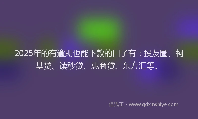 2025年的有逾期也能下款的口子有：投友圈、柯基贷、读秒贷、惠商贷、东方汇等。