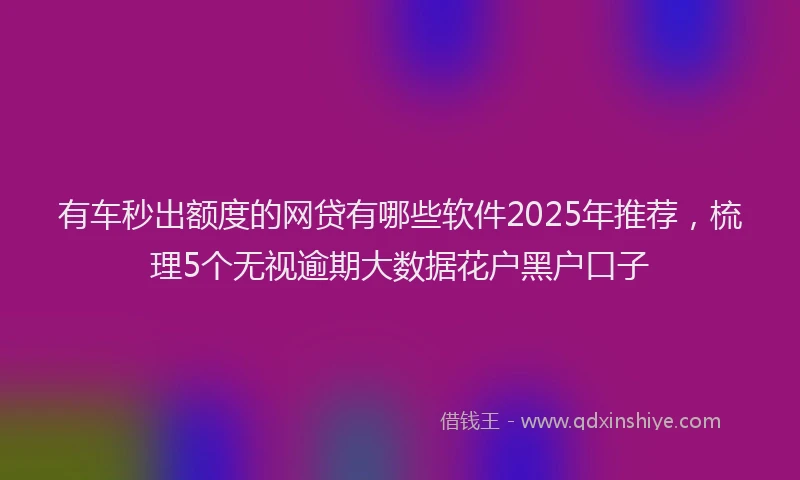 有车秒出额度的网贷有哪些软件2025年推荐，梳理5个无视逾期大数据花户黑户口子