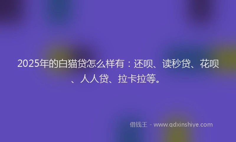 2025年的白猫贷怎么样有：还呗、读秒贷、花呗、人人贷、拉卡拉等。