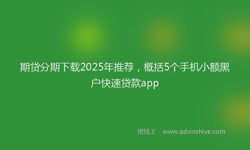 期贷分期下载2025年推荐，概括5个手机小额黑户快速贷款app