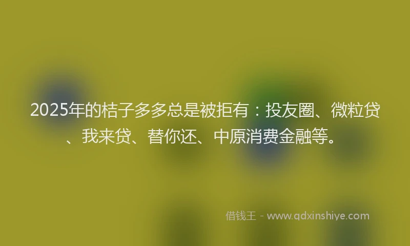2025年的桔子多多总是被拒有：投友圈、微粒贷、我来贷、替你还、中原消费金融等。