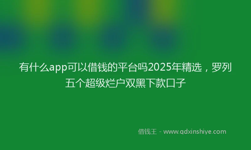 有什么app可以借钱的平台吗2025年精选，罗列五个超级烂户双黑下款口子