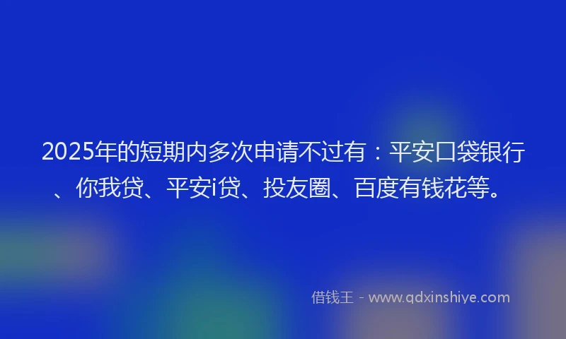 2025年的短期内多次申请不过有：平安口袋银行、你我贷、平安i贷、投友圈、百度有钱花等。