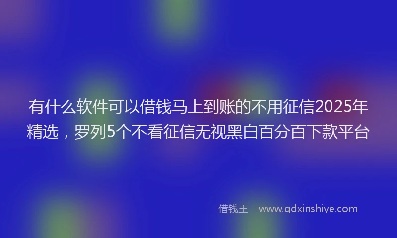 有什么软件可以借钱马上到账的不用征信2025年精选，罗列5个不看征信无视黑白百分百下款平台