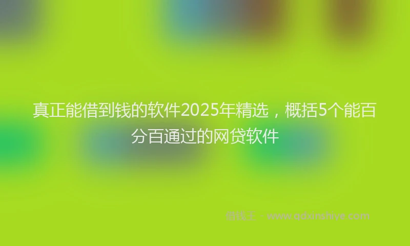 真正能借到钱的软件2025年精选，概括5个能百分百通过的网贷软件