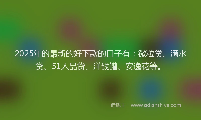 2025年的最新的好下款的口子有：微粒贷、滴水贷、51人品贷、洋钱罐、安逸花等。