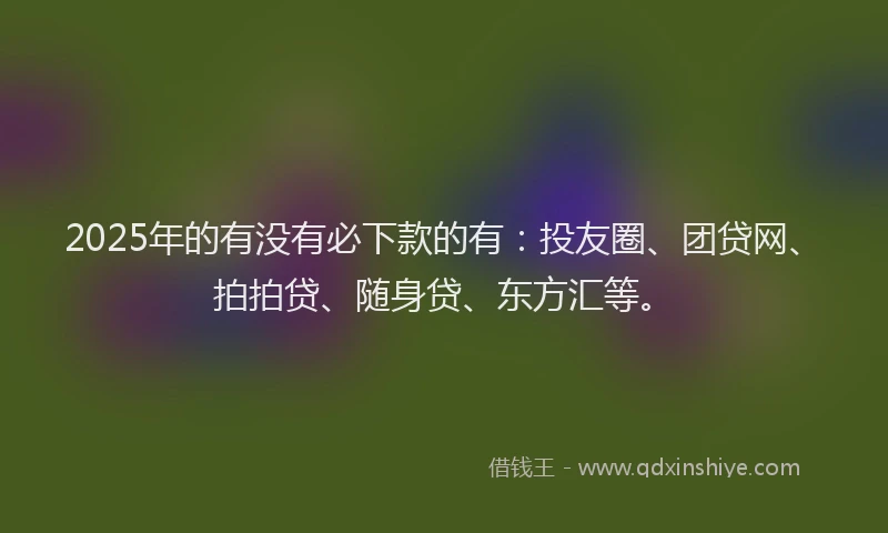 2025年的有没有必下款的有：投友圈、团贷网、拍拍贷、随身贷、东方汇等。