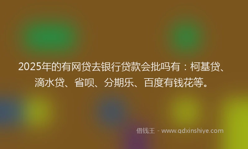 2025年的有网贷去银行贷款会批吗有：柯基贷、滴水贷、省呗、分期乐、百度有钱花等。