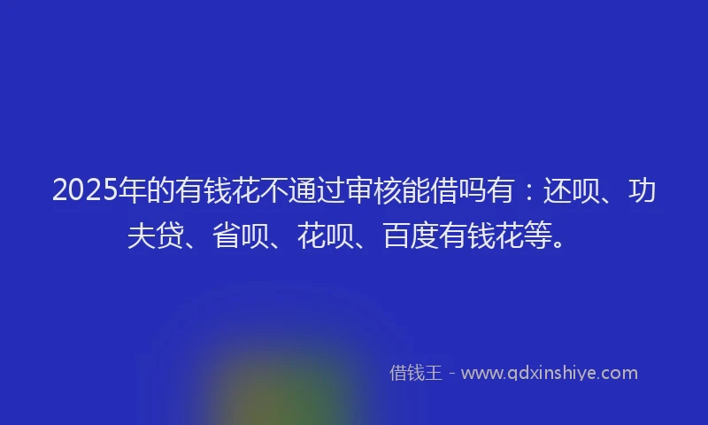 2025年的有钱花不通过审核能借吗有：还呗、功夫贷、省呗、花呗、百度有钱花等。