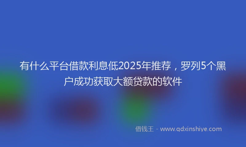 有什么平台借款利息低2025年推荐，罗列5个黑户成功获取大额贷款的软件