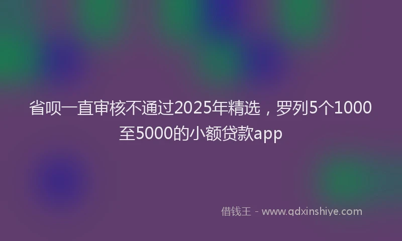 省呗一直审核不通过2025年精选，罗列5个1000至5000的小额贷款app