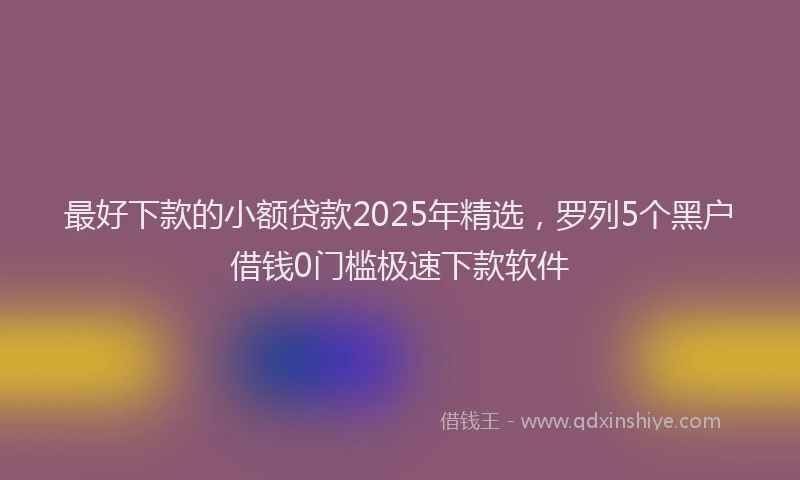 最好下款的小额贷款2025年精选，罗列5个黑户借钱0门槛极速下款软件