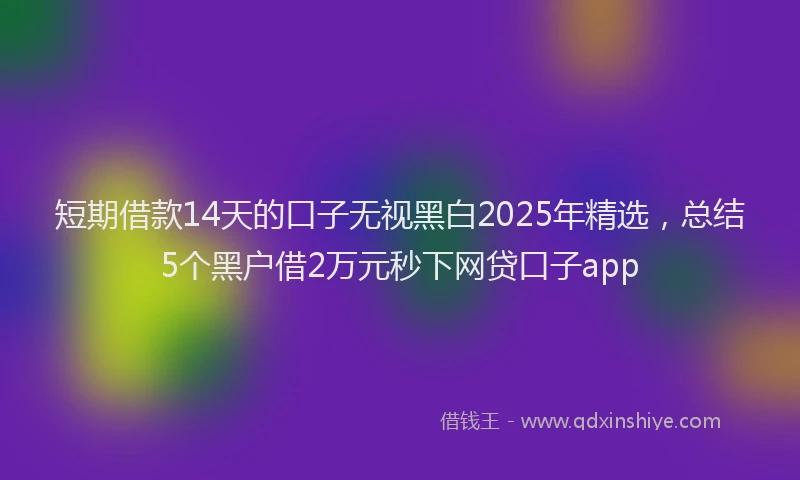 短期借款14天的口子无视黑白2025年精选，总结5个黑户借2万元秒下网贷口子app