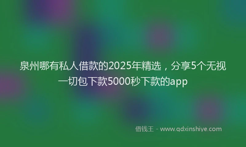 泉州哪有私人借款的2025年精选，分享5个无视一切包下款5000秒下款的app
