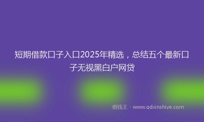 短期借款口子入口2025年精选，总结五个最新口子无视黑白户网贷
