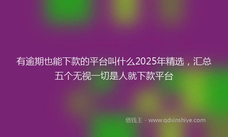 有逾期也能下款的平台叫什么2025年精选，汇总五个无视一切是人就下款平台