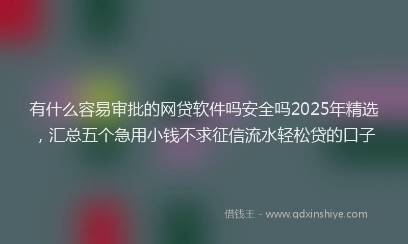 有什么容易审批的网贷软件吗安全吗2025年精选，汇总五个急用小钱不求征信流水轻松贷的口子
