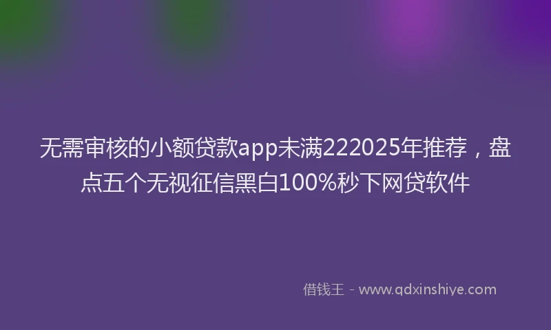 无需审核的小额贷款app未满222025年推荐，盘点五个无视征信黑白100%秒下网贷软件