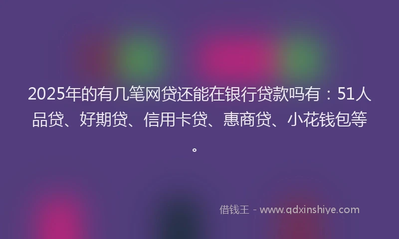 2025年的有几笔网贷还能在银行贷款吗有：51人品贷、好期贷、信用卡贷、惠商贷、小花钱包等。