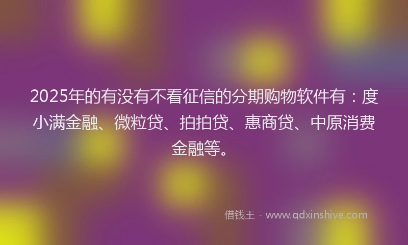 2025年的有没有不看征信的分期购物软件有：度小满金融、微粒贷、拍拍贷、惠商贷、中原消费金融等。