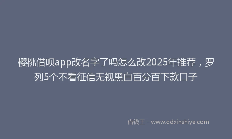 樱桃借呗app改名字了吗怎么改2025年推荐，罗列5个不看征信无视黑白百分百下款口子