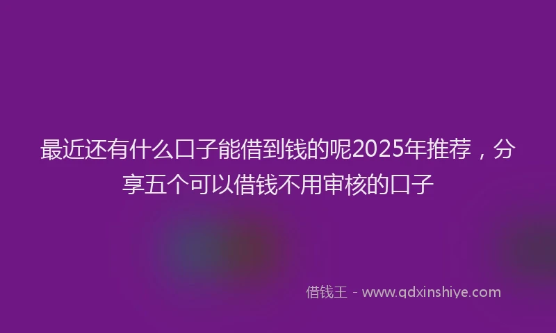 最近还有什么口子能借到钱的呢2025年推荐，分享五个可以借钱不用审核的口子
