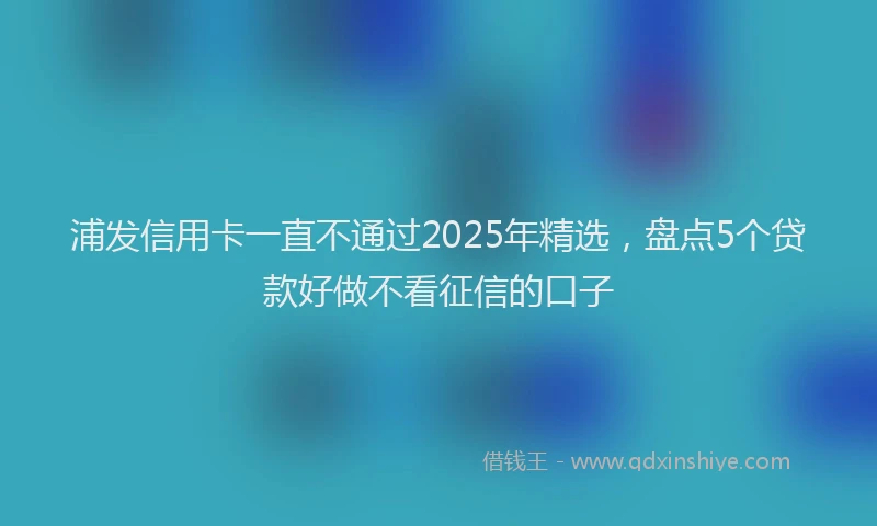 浦发信用卡一直不通过2025年精选，盘点5个贷款好做不看征信的口子
