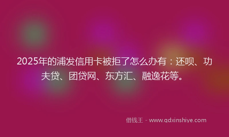 2025年的浦发信用卡被拒了怎么办有：还呗、功夫贷、团贷网、东方汇、融逸花等。