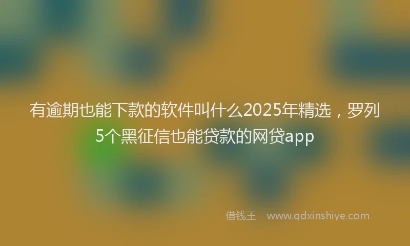 有逾期也能下款的软件叫什么2025年精选，罗列5个黑征信也能贷款的网贷app