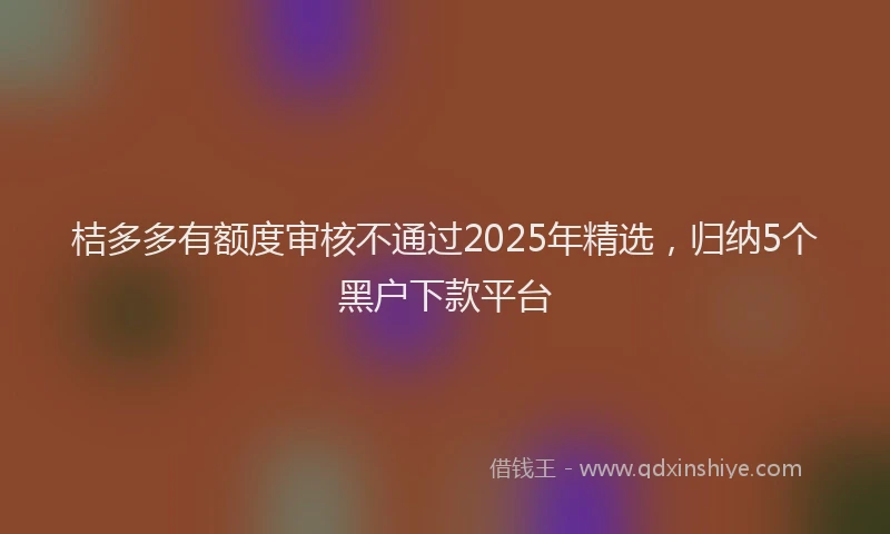 桔多多有额度审核不通过2025年精选，归纳5个黑户下款平台