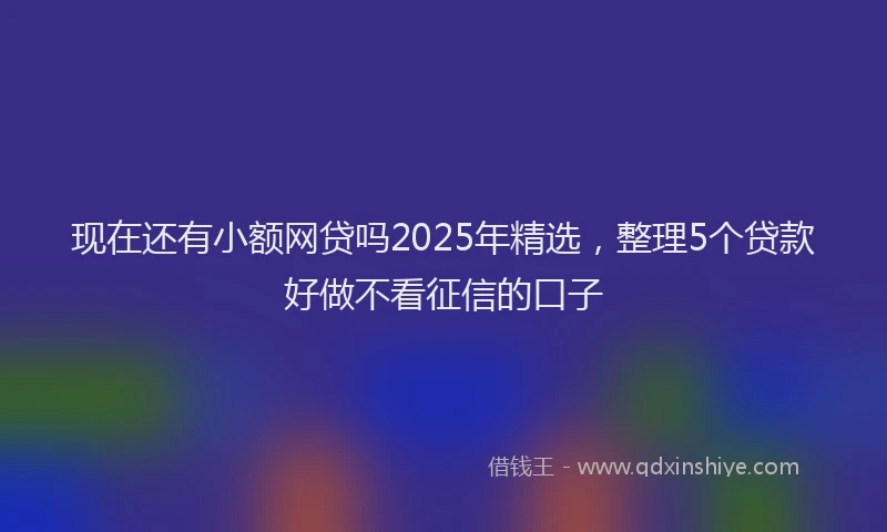 现在还有小额网贷吗2025年精选，整理5个贷款好做不看征信的口子