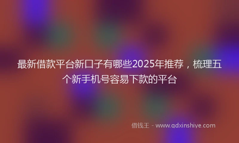 最新借款平台新口子有哪些2025年推荐，梳理五个新手机号容易下款的平台