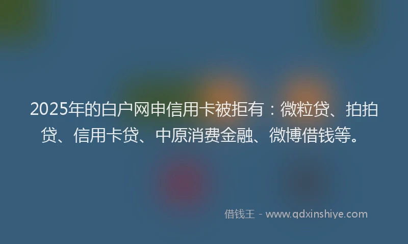 2025年的白户网申信用卡被拒有：微粒贷、拍拍贷、信用卡贷、中原消费金融、微博借钱等。