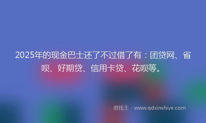 2025年的现金巴士还了不过借了有：团贷网、省呗、好期贷、信用卡贷、花呗等。