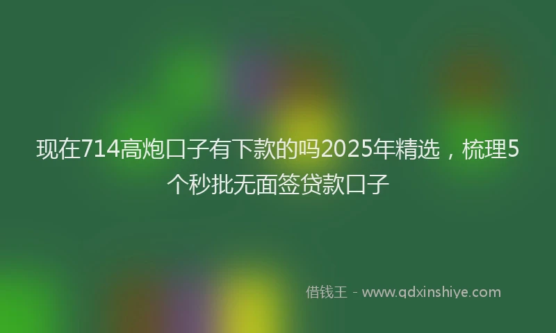 现在714高炮口子有下款的吗2025年精选，梳理5个秒批无面签贷款口子