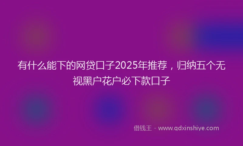 有什么能下的网贷口子2025年推荐，归纳五个无视黑户花户必下款口子