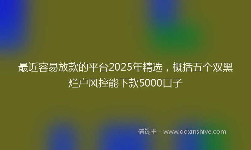 最近容易放款的平台2025年精选，概括五个双黑烂户风控能下款5000口子