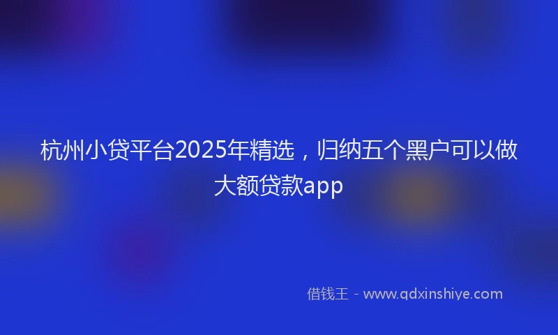 杭州小贷平台2025年精选，归纳五个黑户可以做大额贷款app