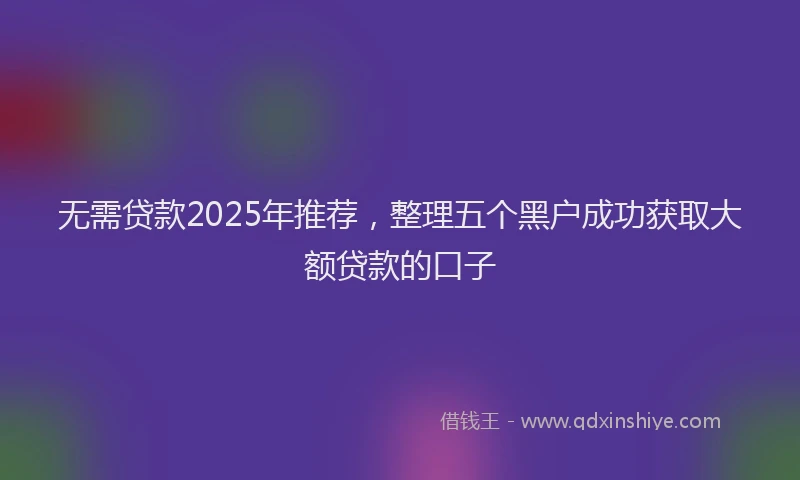 无需贷款2025年推荐，整理五个黑户成功获取大额贷款的口子