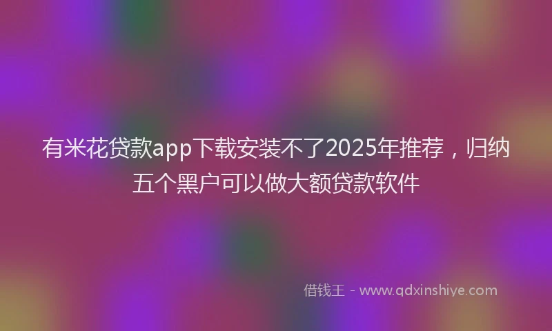 有米花贷款app下载安装不了2025年推荐，归纳五个黑户可以做大额贷款软件