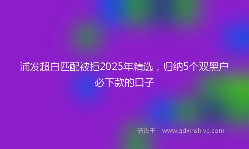 浦发超白匹配被拒2025年精选，归纳5个双黑户必下款的口子