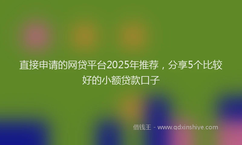 直接申请的网贷平台2025年推荐，分享5个比较好的小额贷款口子