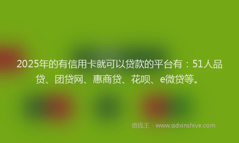 2025年的有信用卡就可以贷款的平台有：51人品贷、团贷网、惠商贷、花呗、e微贷等。
