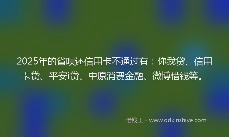 2025年的省呗还信用卡不通过有：你我贷、信用卡贷、平安i贷、中原消费金融、微博借钱等。