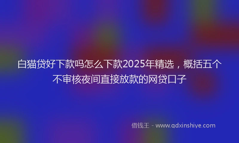 白猫贷好下款吗怎么下款2025年精选，概括五个不审核夜间直接放款的网贷口子